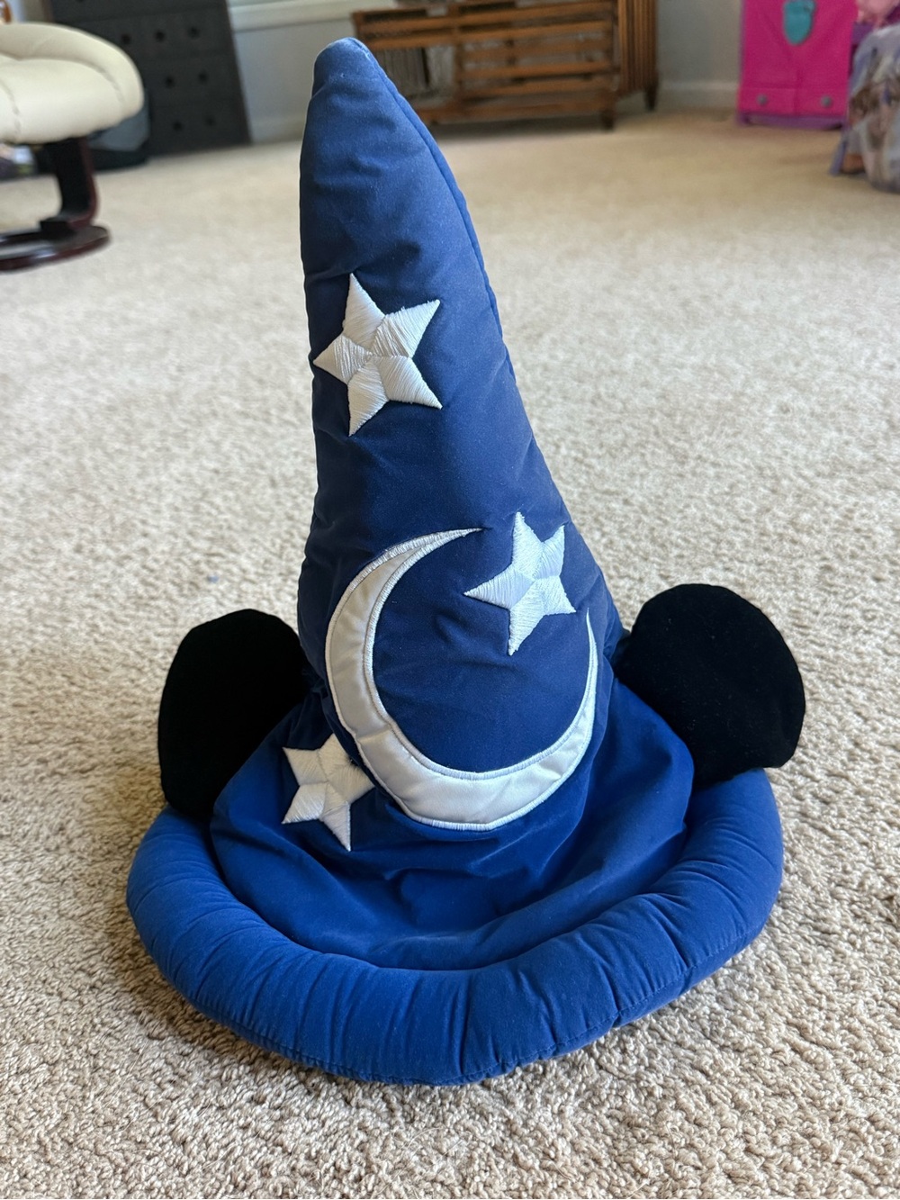 Vintage Disneyland Plush Blue Velvet 16" Mickey Sorcerer Hat